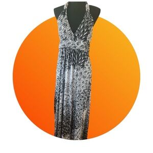 Black and White Halter Maxi Sundress